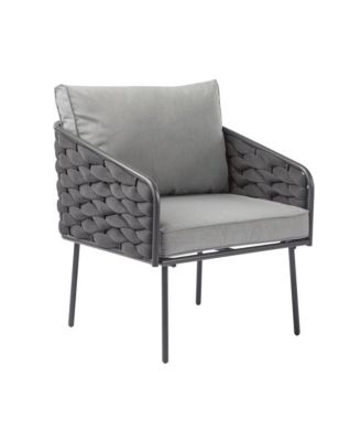 - 4-Piece Metal Modern Outdoor Patio Furniture Set - Grey