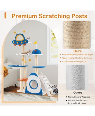 Space Theme Cat Tree w/ Sisal Covered Scratching Posts UFO-shaped Top Perch
