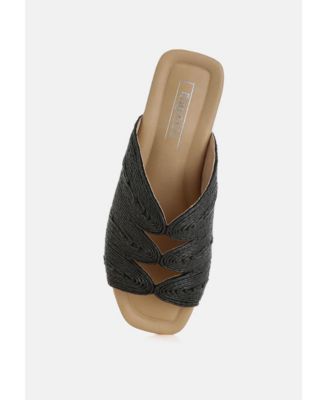 Womens Daisy Doe Raffia Square Toe Flats