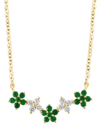 LALI Jewels - Emerald (0.36 ct. t.w.) & Diamond (0.12 ct. t.w.) Necklace in 14K Yellow Gold