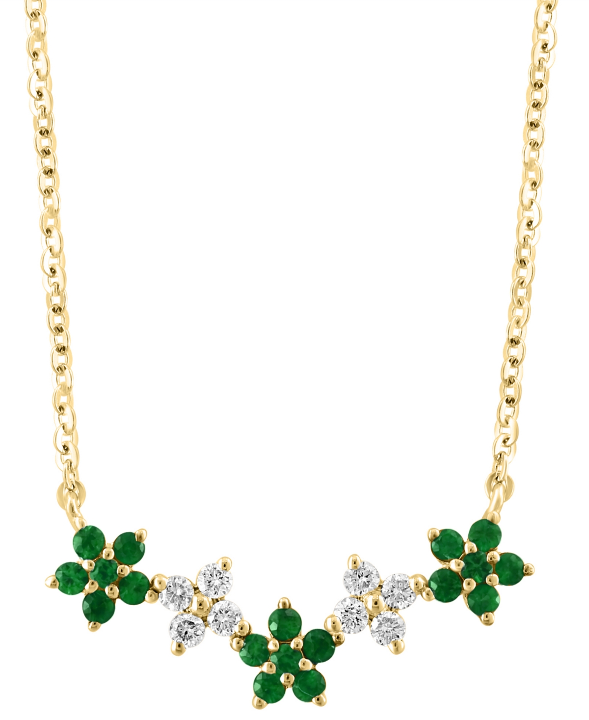 Lali Jewels Emerald (0.36 ct. t.w.) & Diamond (0.12 ct. t.w.) Necklace in 14K Yellow Gold