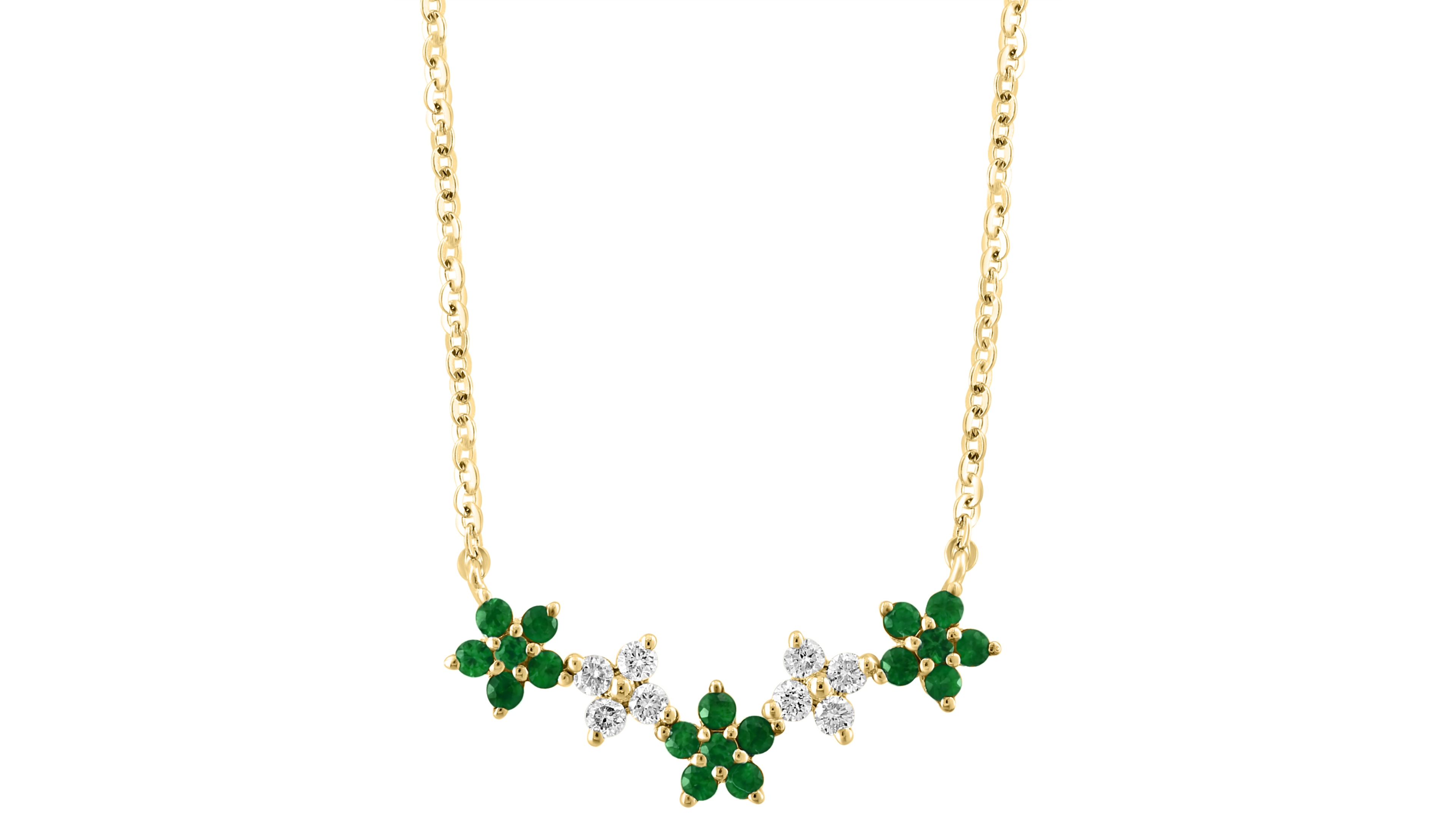 Lali Jewels Emerald (0.36 ct. t.w.) & Diamond (0.12 ct. t.w.) Necklace in 14K Yellow Gold
