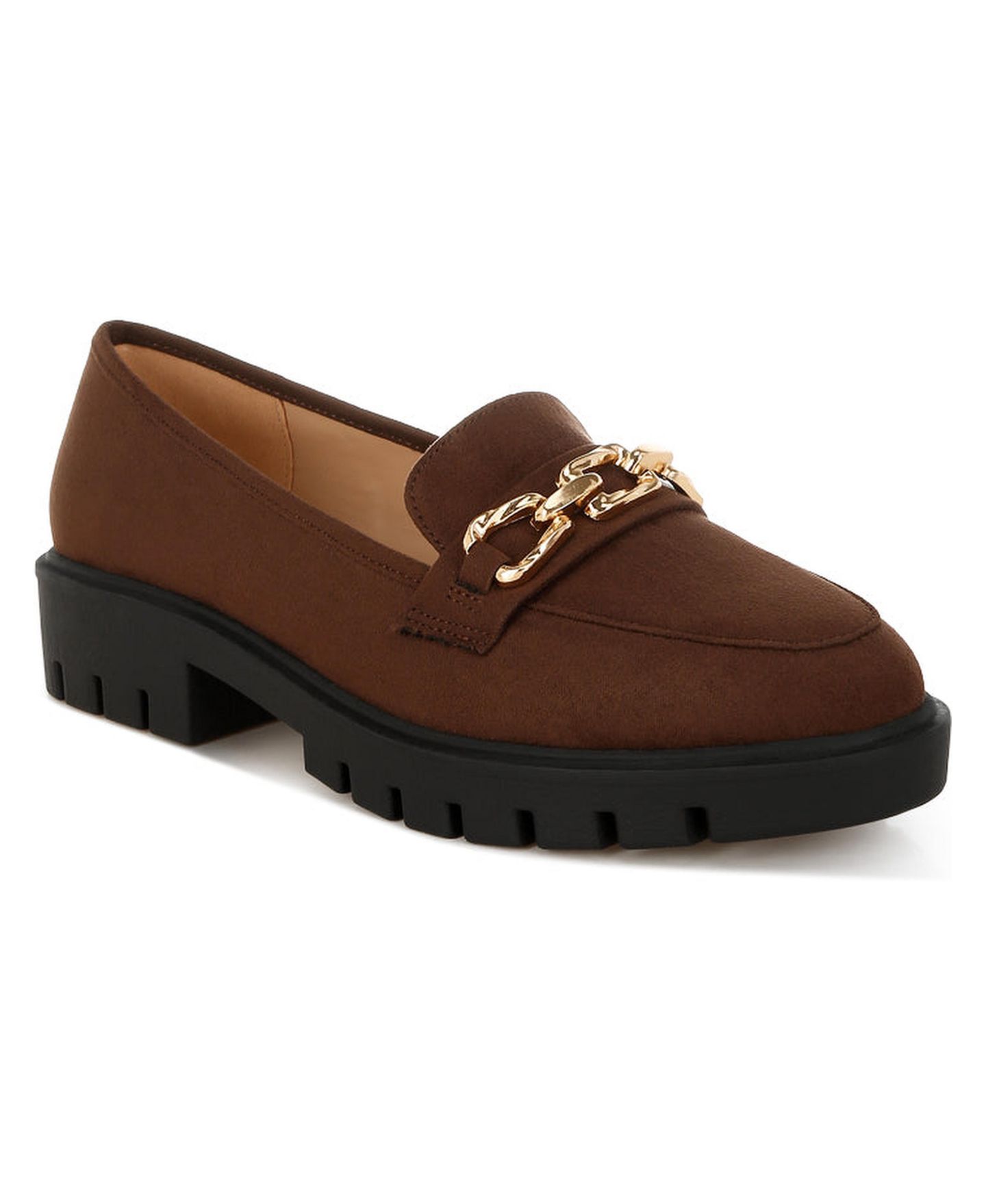 Женские туфли London Rag Jacop Micro Suede Metal Chain Link, цвет: Чёрный замшевый — фото 2