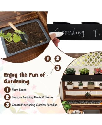Kids Potting Bench Wooden Toy Gardening Center w/ Removable Sink & Chalkboard