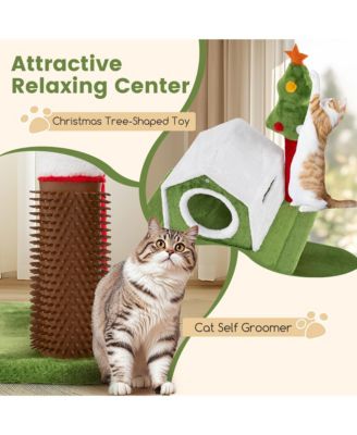 48'' Mushroom Cat Tree for Indoor Cats w/ 2 Cute Condos Plush Perch Teasing Balls