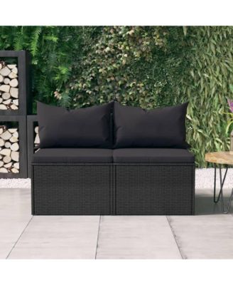 Garden Middle Sofa Black Poly Rattan Medium Modular