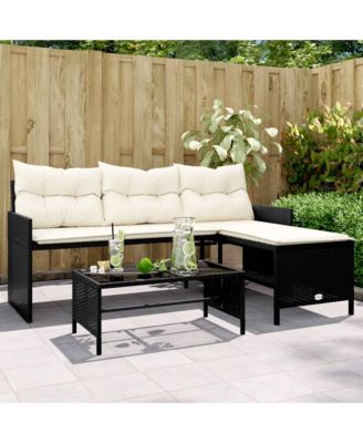 Garden Sofa Black, Cream White