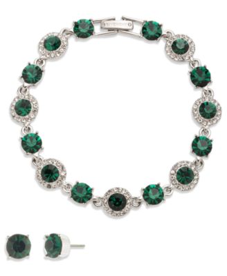 Crystal Stone Bracelet and Stud Earrings Set