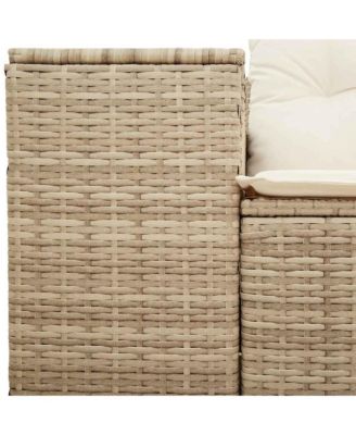 Garden Sofa Beige Poly Rattan 2-Seater Adjustable Legs