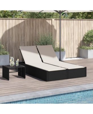 Double Sun Lounger Black, Cream White