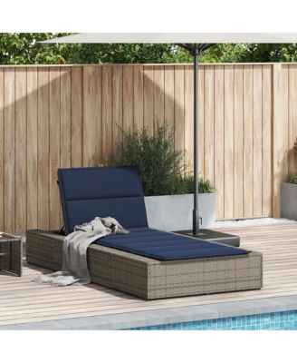 Patio Sunbed Grey PE Rattan Standard Adjustable Armrests
