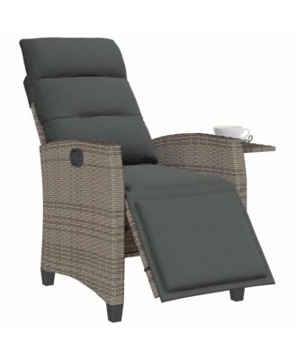 Reclining Garden Chair Grey PE rattan, powder-coated steel Medium