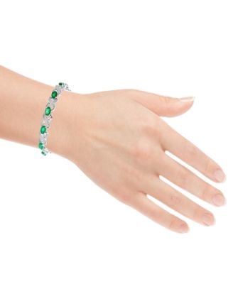 Oval Emerald (5.60 ct. t.w.) and Diamond Bracelet (0.005 ct. t.w.) in Sterling Silver