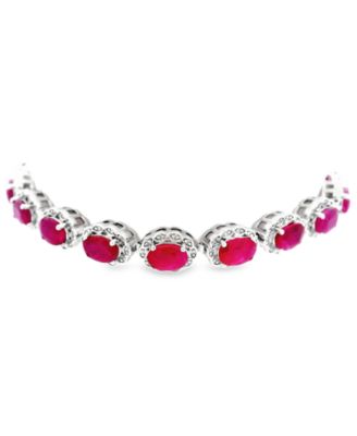 Oval Tanzanite (7.60 ct. t.w.) and Diamond Bracelet (0.01 ct. t.w.) in Sterling Silver (Also in Ruby)