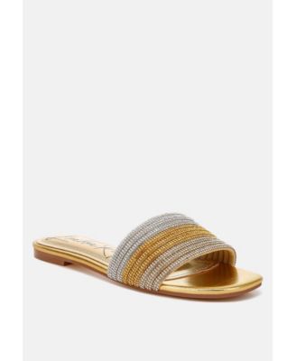 Womens Chrisy Rhinestone Strap Slip On  Flats