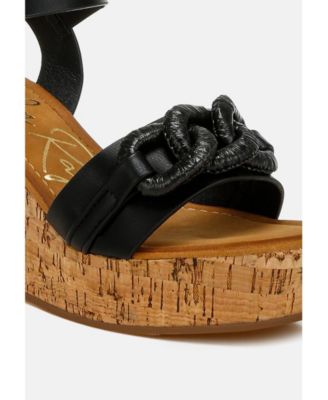 Womens Emelda Chain Link Detail Wedge Sandals