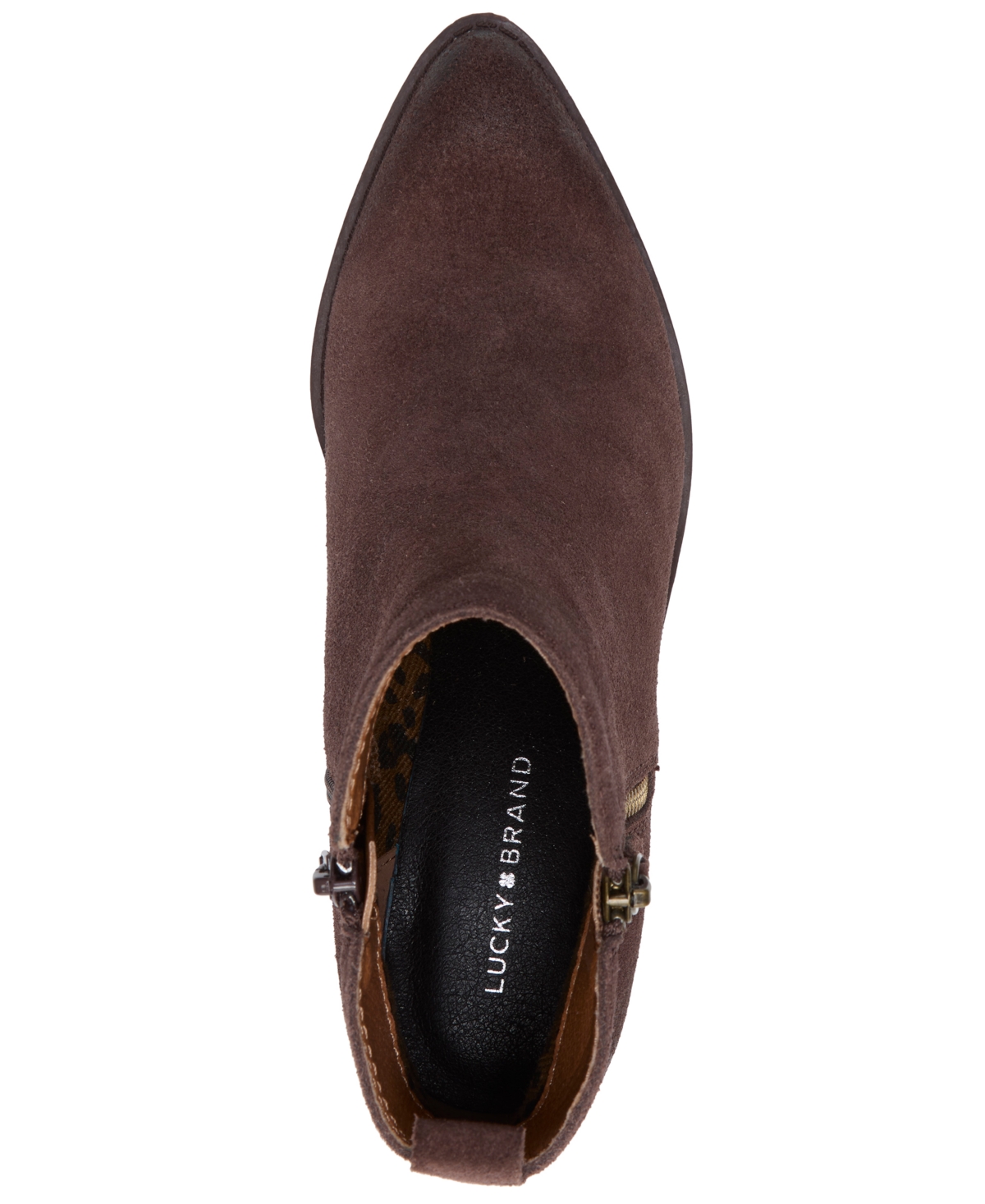 Lucky Brand Women's Ailein Pointed Toe Zipper Ankle Booties In Brown