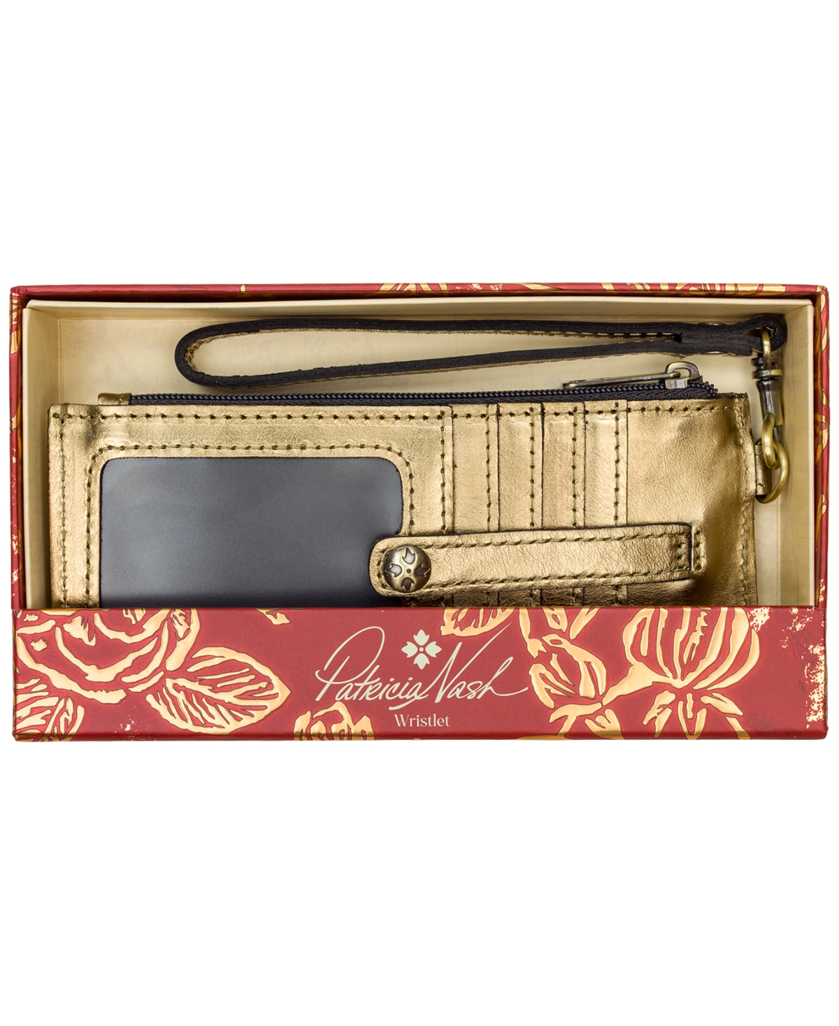 Patricia Nash Alanna Boxed Leather Wallet In Gold