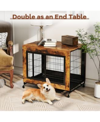 Dog Crate Furniture Industrial Dog Kennel w/ Flip-up Top Decorative Pet House