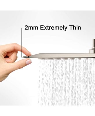 12 Inch Brushed Nickel Rain Shower Head, Square Ultra Thin 304 Stainless Steel Shower Head Full Body Coverage Waterfall Shower Head