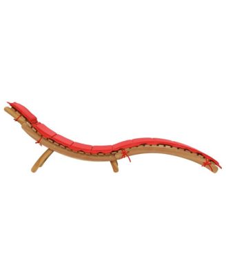Sunlounger Red Solid acacia wood, 100% polyester cushion Standard