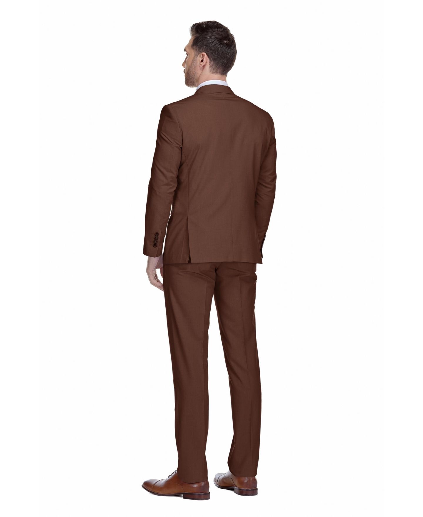 Мужские комплекты Gino Vitale 2-Piece Stretch Slim-Fit Suit, цвет: Коричневый — фото 3