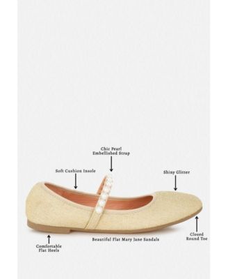 Womens Corphee Pearl Strapped Glitter Ballerinas