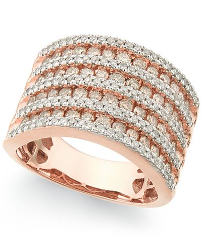 Diamond Multi-Row Band Ring (1-1/2 ct. t.w.) in 14k Rose Gold - Rings ...