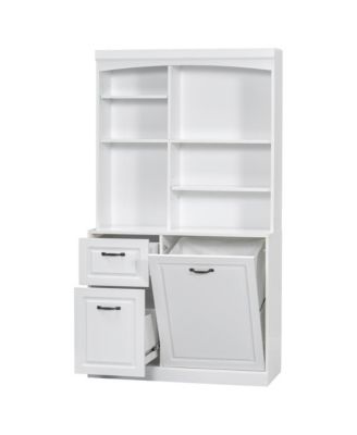 70.9" Tall MDF Freestanding Organizer Bathroom Tilt-Out Hamper Cabinet