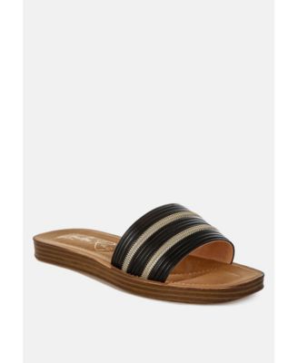 Womens Zosaya Faux Zipper Detail Slip Ons Sandals