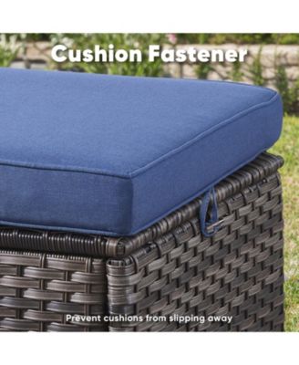 Gymojoy ArcLine PE Wicker Outdoor Patio Ottoman with Olefin Cushions