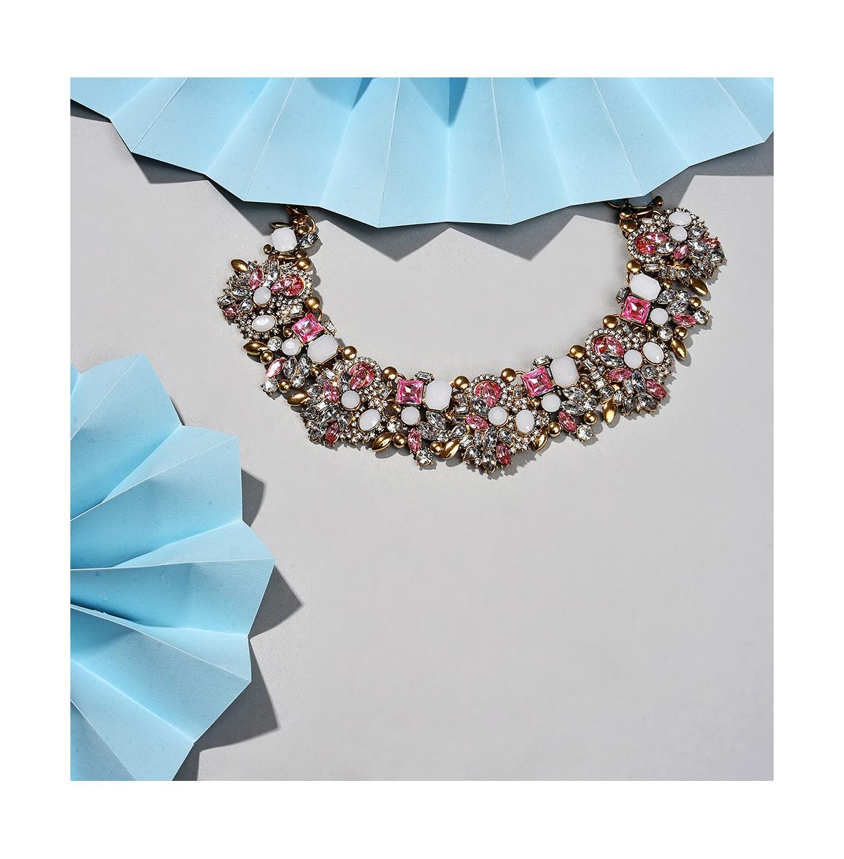 Sohi Silver-plated Stone Necklace In Pink