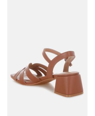 Womens ELISKA Strappy Square Toe Block Heels