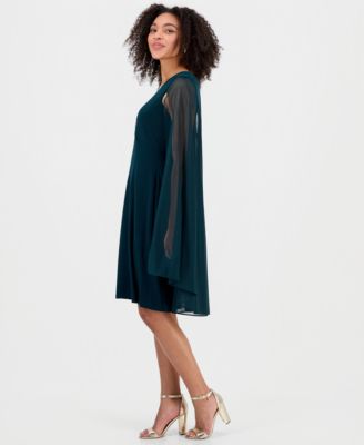 Women's Rhinestone-Trim Cape-Overlay Dress