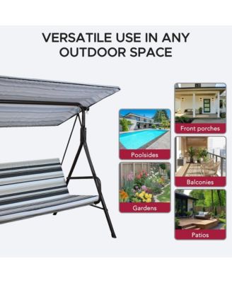 2-Seat Patio Metal Proch Swing With Adjustable Canopy