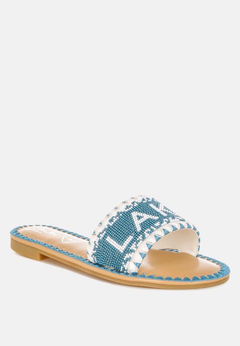 Женские сандалии London Rag Beaded Lake Como Flat, цвет: Синий