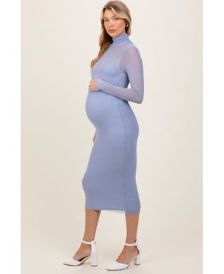 Maternity Forest Green Mesh Overlay Fitted Midi Dress