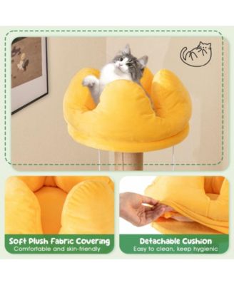 45'' Tall Cat Tree w/ Plush Padded Top Perch Fruit-Shaped Platforms Dangling Balls