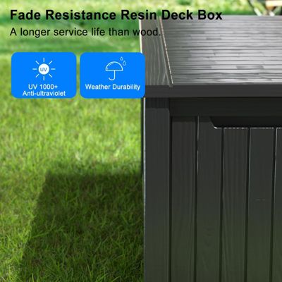190 Gallon Patio Waterproof Resin Deck Box Lockable Outdoor Storage Garden Tools