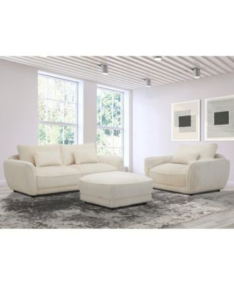 Utopia - Mega Ivory Ottoman with Casters