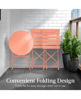 3-Piece Small Bistro Set, Folding Patio Furniture Set of 2 Chairs and Table