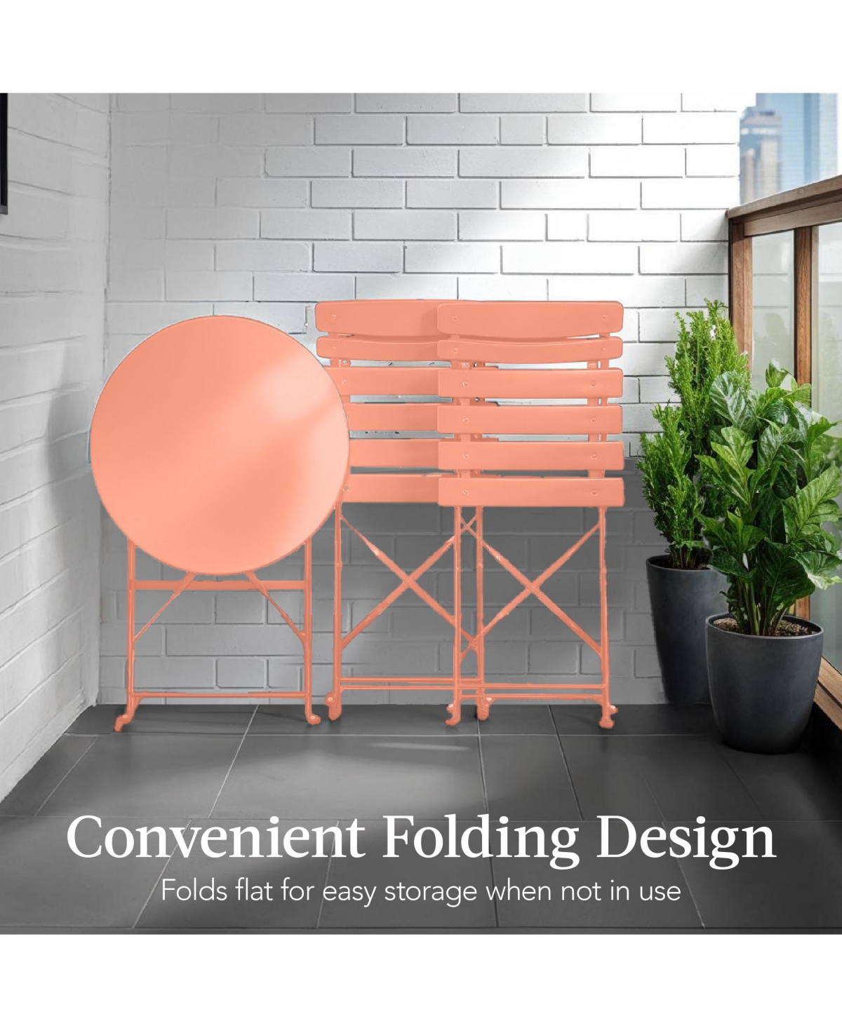 Best Choice Products 3-Piece Folding Patio Bistro Set with 2 Chairs and Table