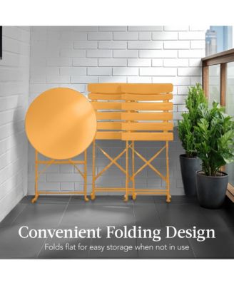 3-Piece Folding Patio Bistro Set with 2 Chairs and Table