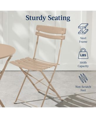 3-Piece Folding Patio Bistro Set with 2 Chairs and Table