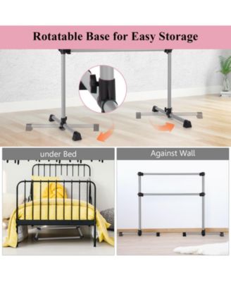 4 Feet Double Ballet Barre Bar with Adjustable Height-Silver