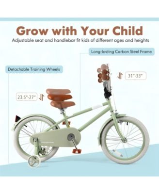 Kids Bike with Adjustable Handlebar and Saddle Green-18 Inches
