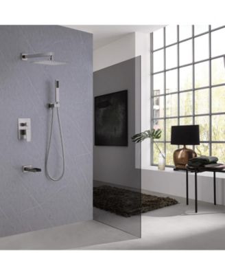 Waterfall Spout Single Handle 3-Spray Square High Pressure Tub and Shower Faucet in (Valve Included