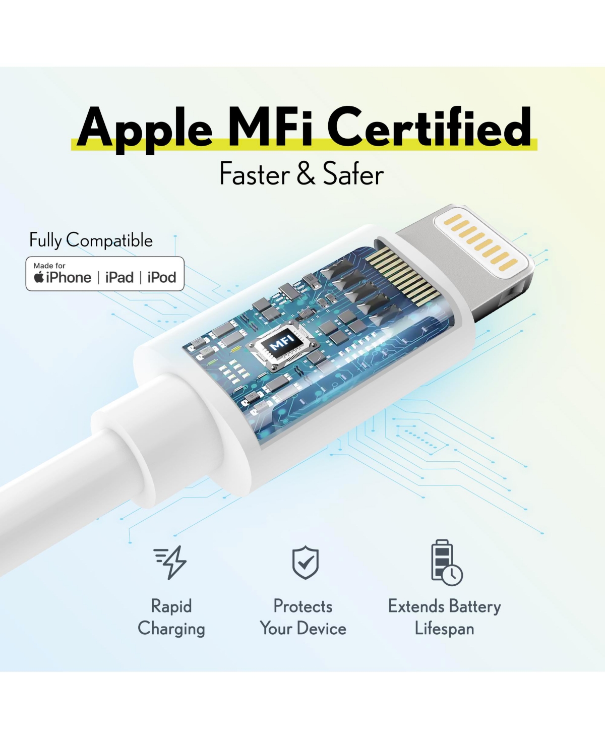 Overtime Mfi Certified Usb C to Lightning 6ft Cable, Fast Charging (OTDCIPUSBTC6WHX3)