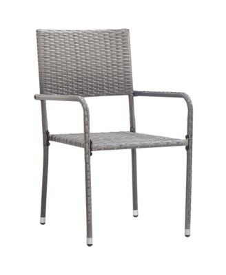 Garden Dining Chair Set of 2 Grey Poly Rattan, Steel Standard