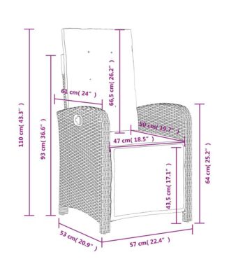 Reclining Garden Chair Beige Poly Rattan Medium